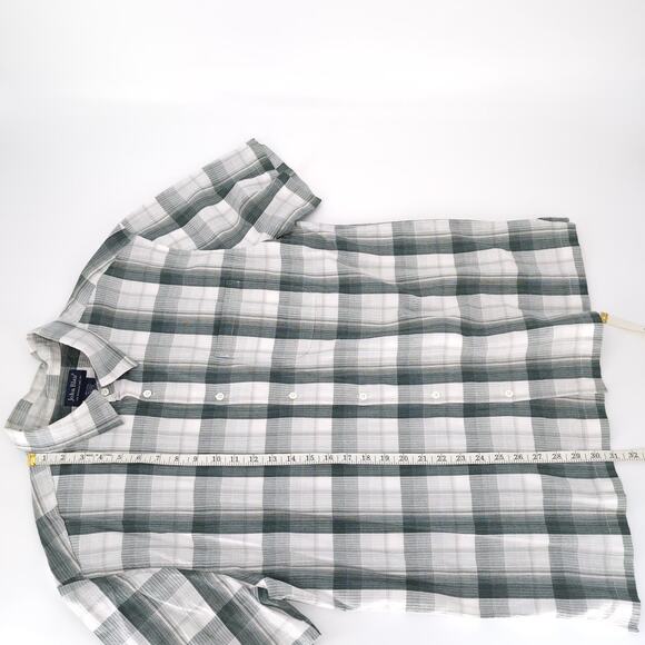 John Blair Mens Plaid Checkered Button Down Short Sleeve Shirt - Size L - GUC - Picture 10 of 10